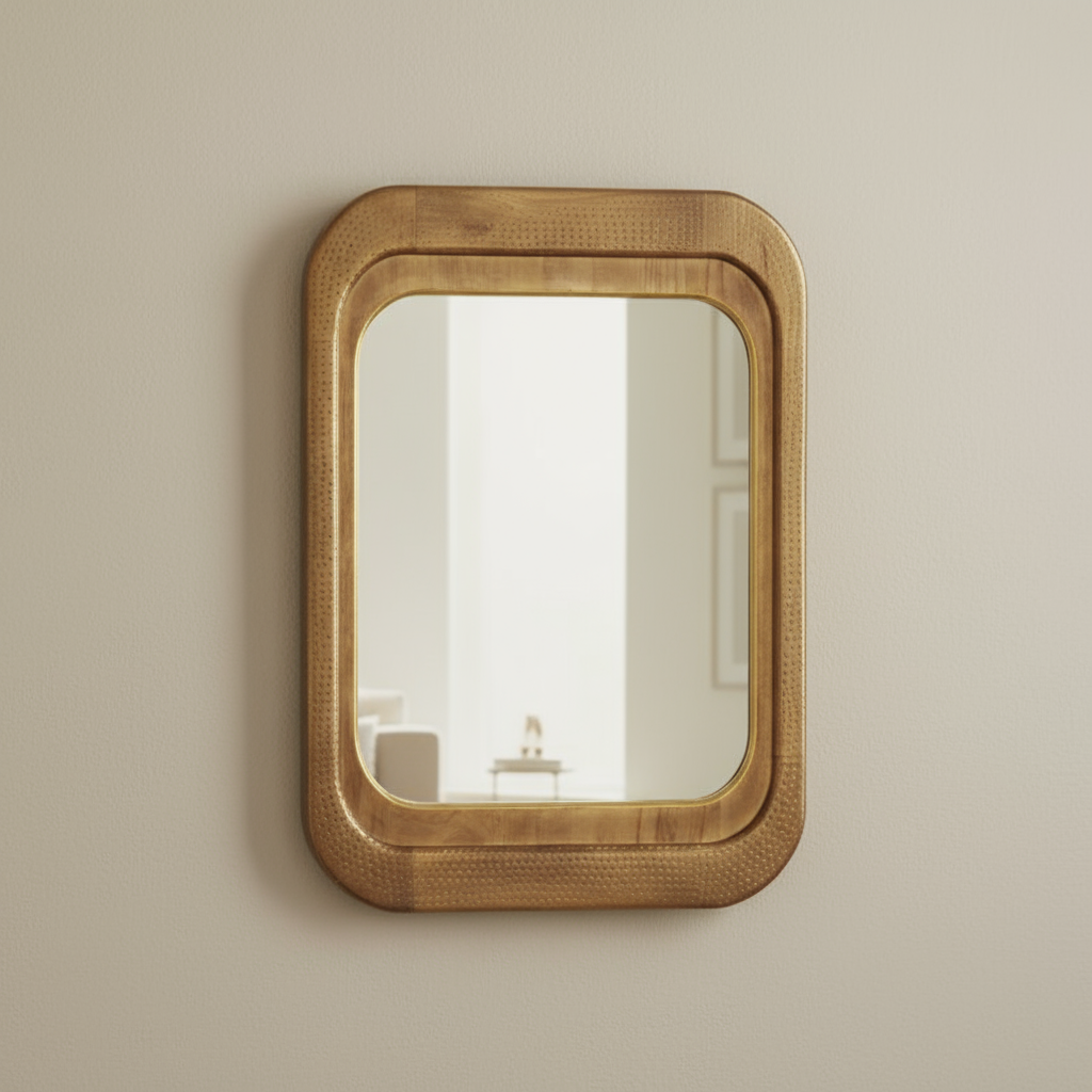 Rounded Edge Mango Wood Hammered Effect Mirror - 2857M - Uneeka
