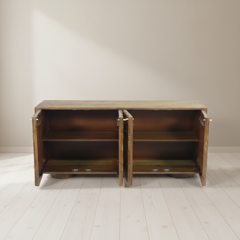Carved Retro Design Mango Wood Sideboard - 2802E - Uneeka