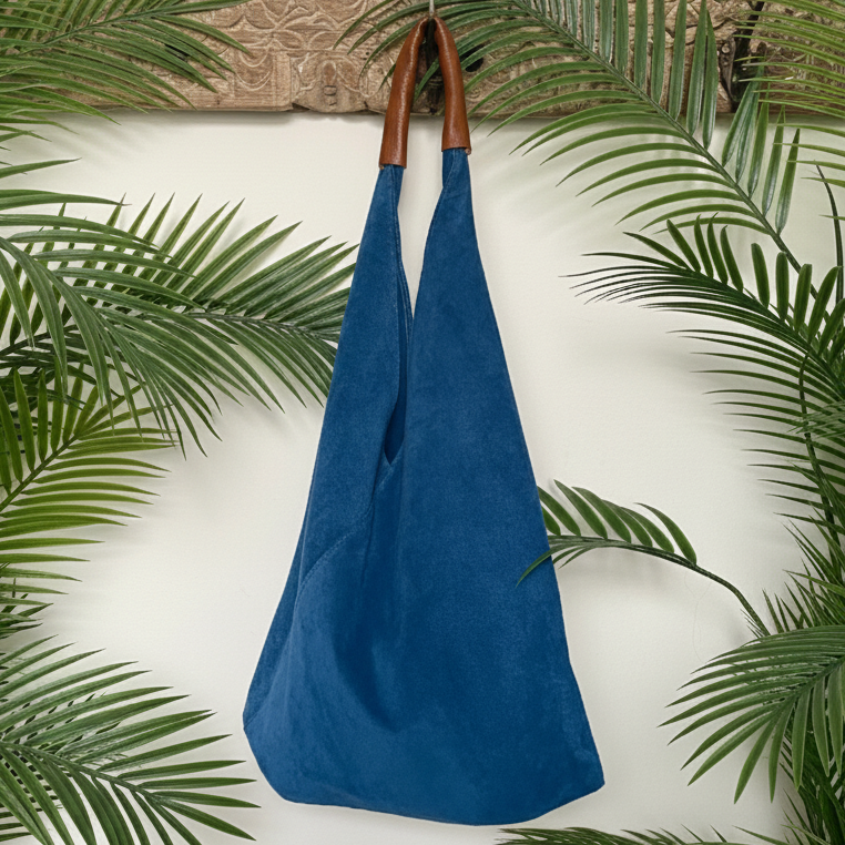 Coloured Suede Handbag - M589 - Dark turquoise - Uneeka