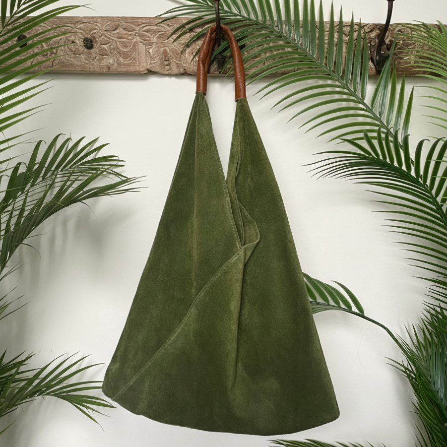 Coloured Suede Handbag - M589 - Olive - Uneeka