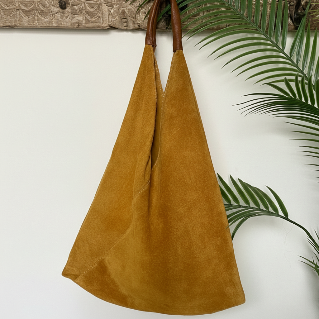 Coloured Suede Handbag - M589 - Mustard - Uneeka
