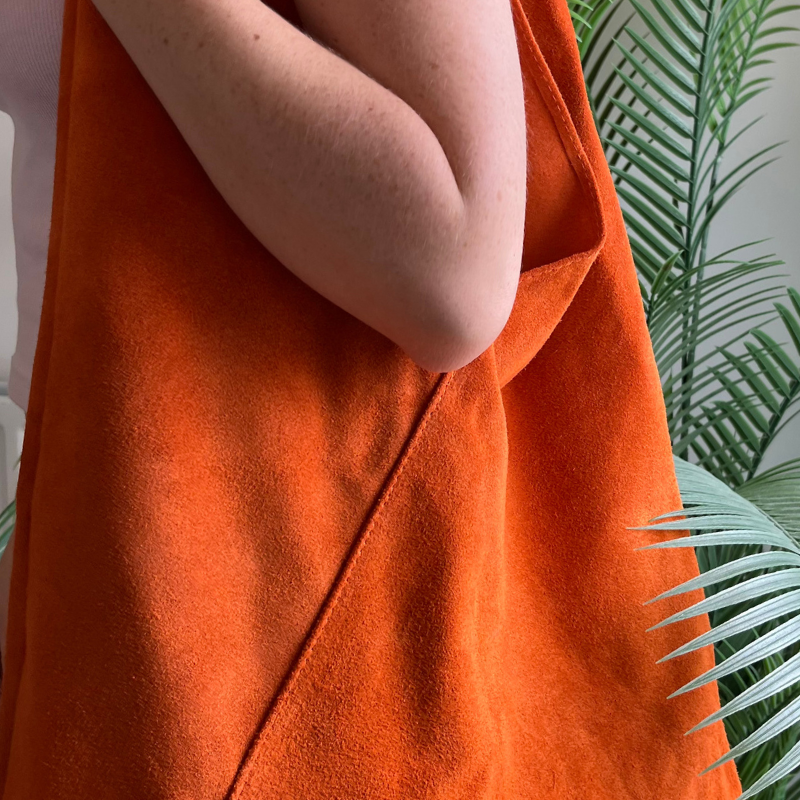 Coloured Suede Handbag - M589 - Burned Orange - Uneeka