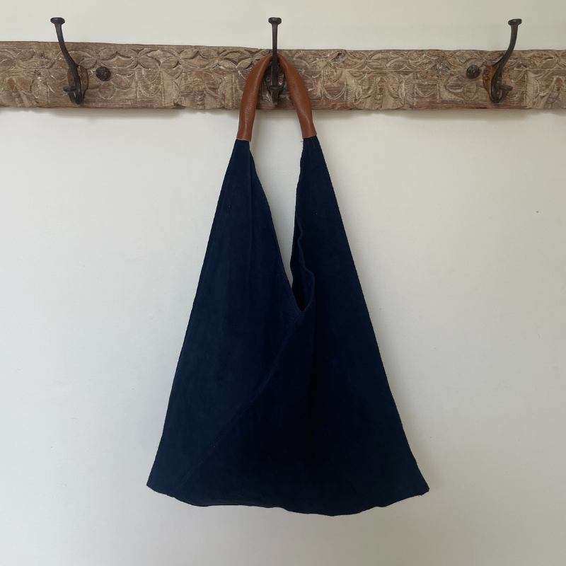 Coloured Suede Handbag - M589 - Navy - Uneeka