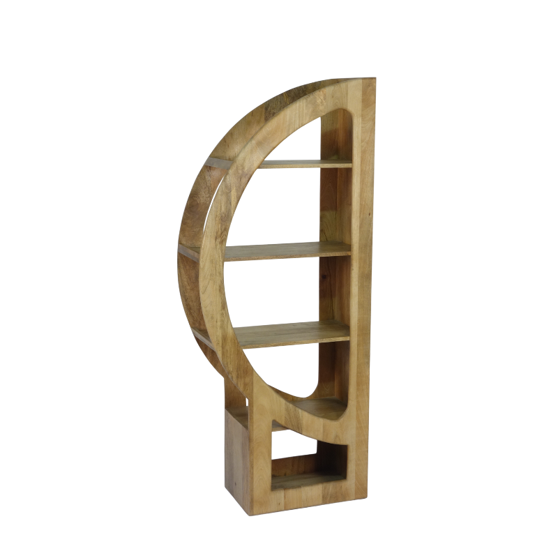 Abstract Shape Curved Mango Wood Shelving Unit - 2802Q - Uneeka