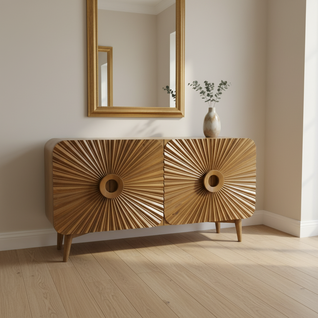 Carved Sunburst Four Door Sideboard - 
2850C - Uneeka