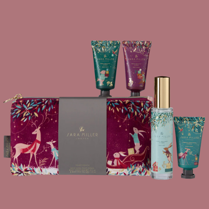 Sara Miller Woodland Velvet Cosmetic Bag Gift Set - FG3176 - Uneeka