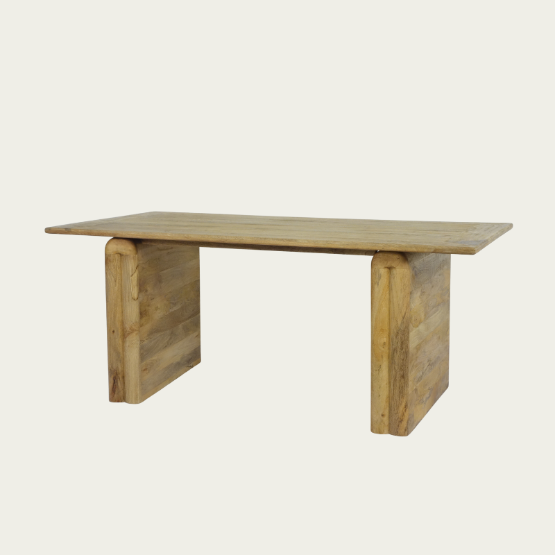 Mango Wood Block End Dining Table - 2859O - Uneeka