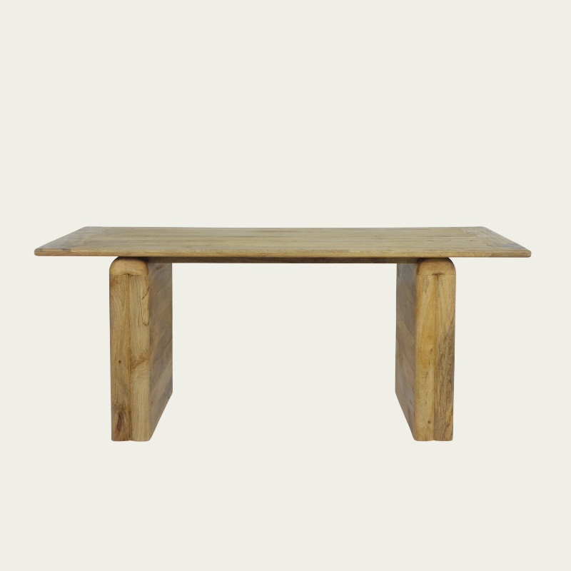 Mango Wood Block End Dining Table - 2859O - Uneeka