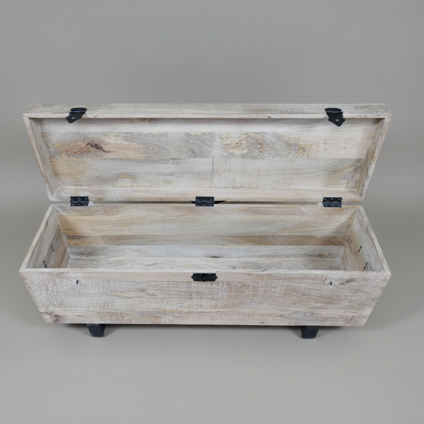 Mango Wood & Black Iron Storage Trunk - 8164 - Uneeka