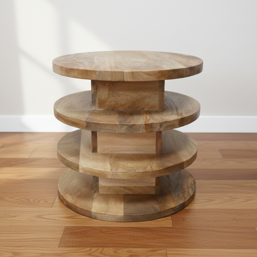 Tiered Mango Wood Side Table -  12024 - Uneeka