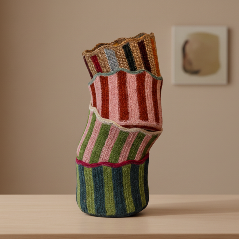 Scalloped Edge Striped Basket - Uneeka