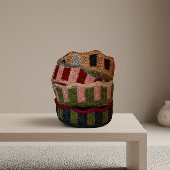Mini Scalloped Edge Striped Basket - Uneeka