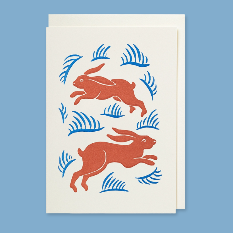 Leaping Hares Mini Card - APS339 - Uneeka