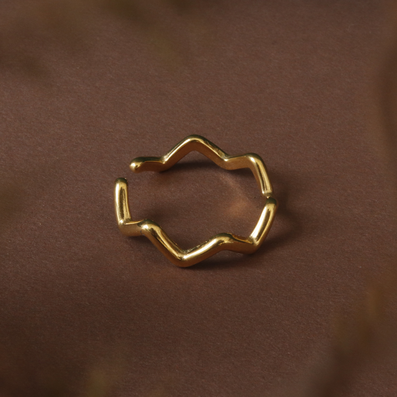 Zig-Zag Adjustable Gold Ring - RG047 - Uneeka