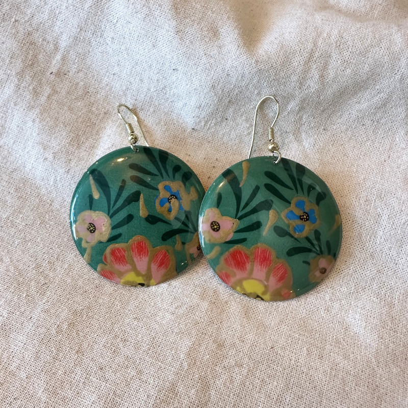Floral Sea Green Round Earrings - TARMH5720 - Uneeka