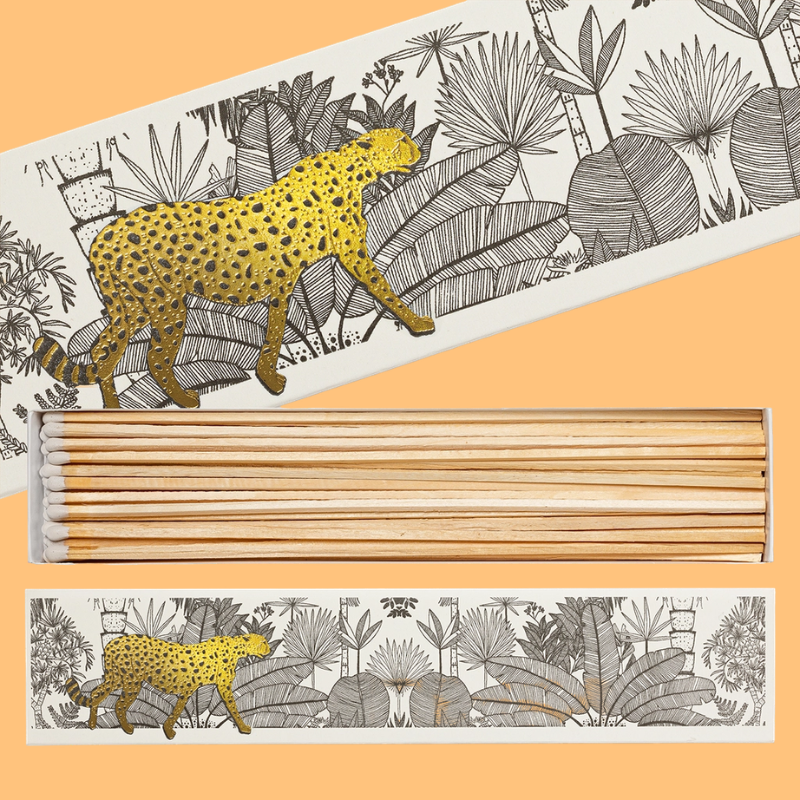 Cheetah In White Jungle Design Long Box Of Matches - BX32 - Uneeka