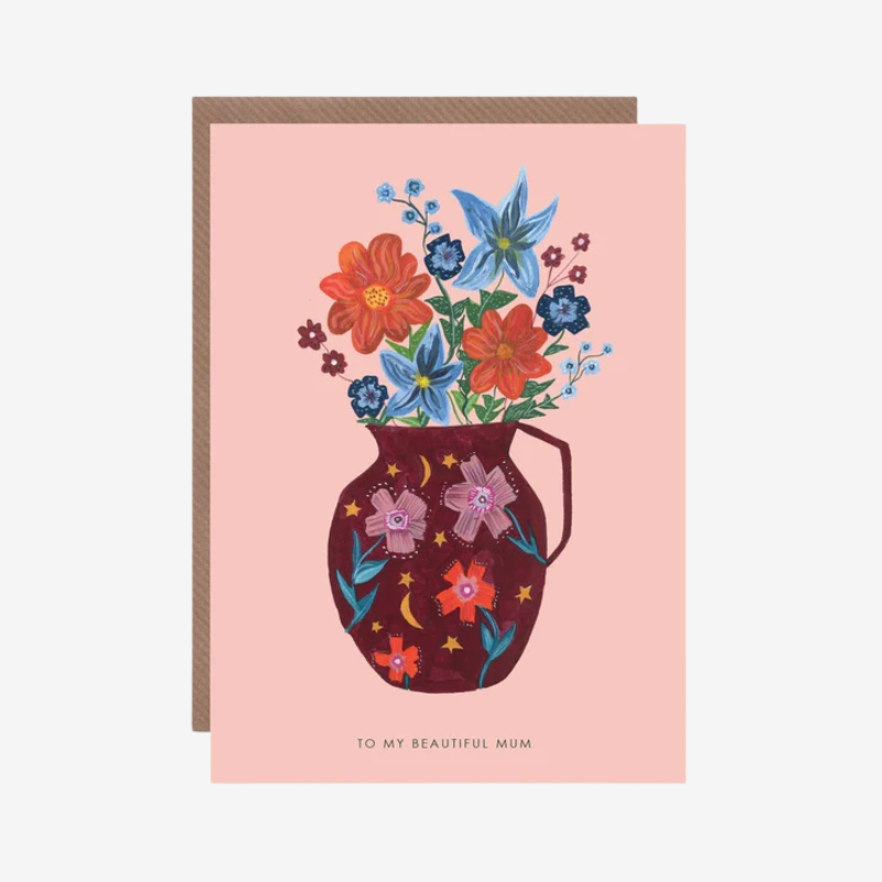 Beautiful Mum Flower Vase Greetings Card - HCWB258 - Uneeka