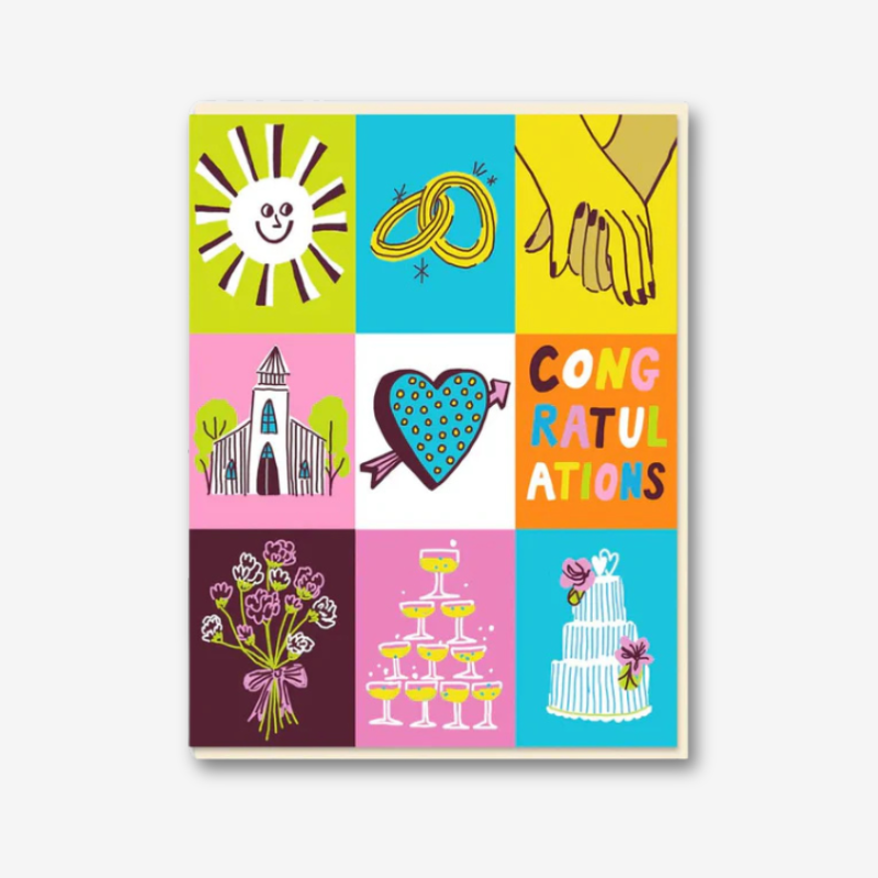 Congratulations Wedding Patchwork Greetings Card - 1702 - Uneeka