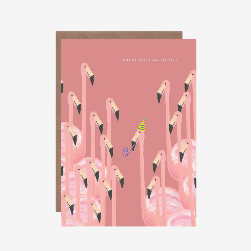 Flamingo Party Birthday Greetings Card - HCWB153 - Uneeka