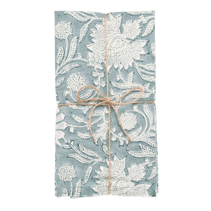 Set Of 2 Hand Block Cotton Napkins - JHE16A - Uneeka