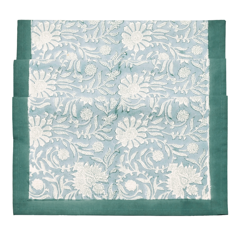 Floral Hand Block Print Cotton Table Runner - JHERA - Uneeka
