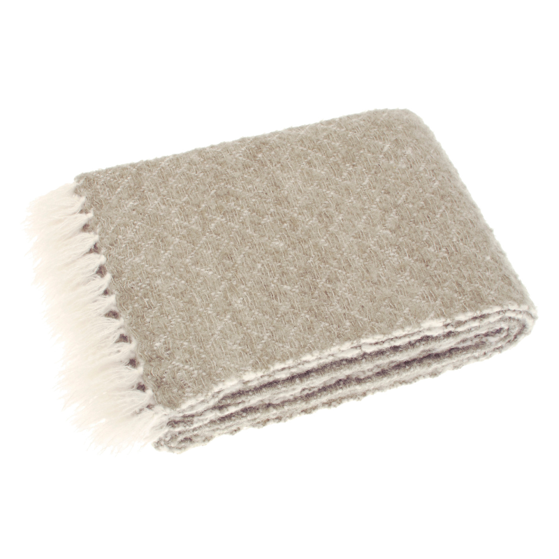 Diamond Fringe Trim Wool Blend Throw - SPTWBN - Uneeka