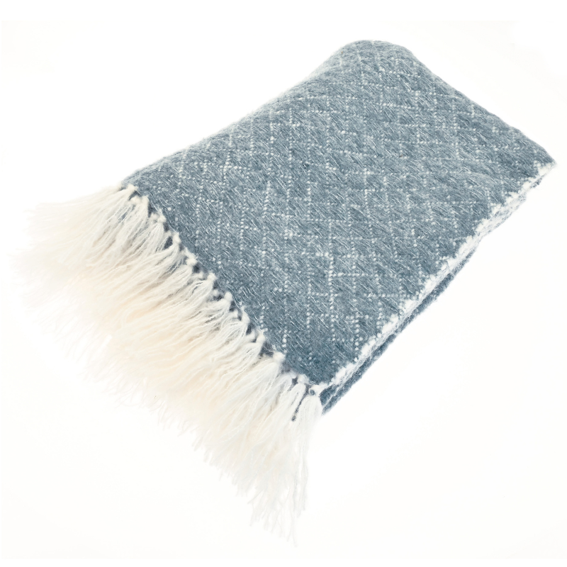 Diamond Fringe Trim Wool Blend Throw - SPTWBSM - Uneeka