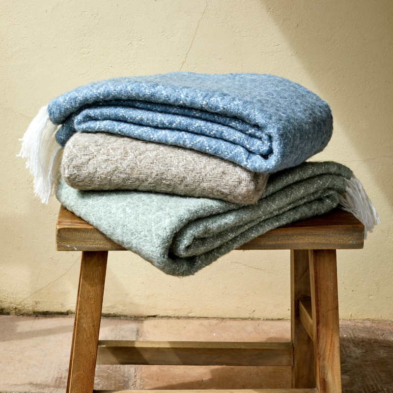 Diamond Fringe Trim Wool Blend Throw - SPTWBSM - Uneeka