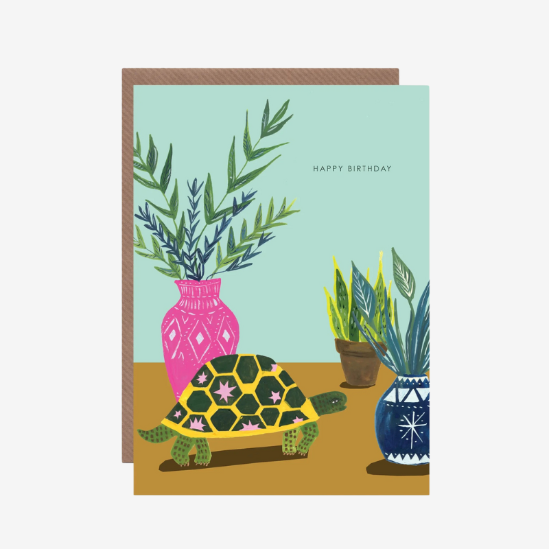 Tortoise & Plants Birthday Card - HCWB133 - Uneeka