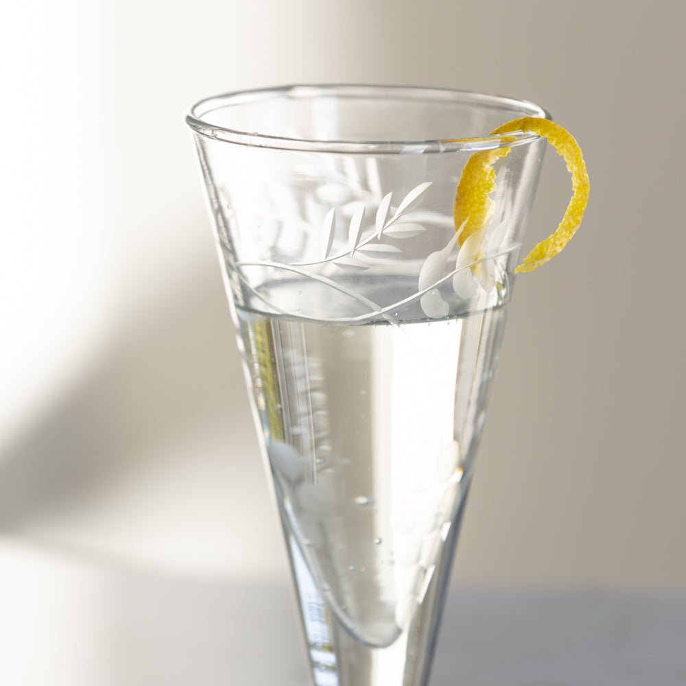 Prosecco Laurel Leaf Etched Glass - MK818 - Uneeka