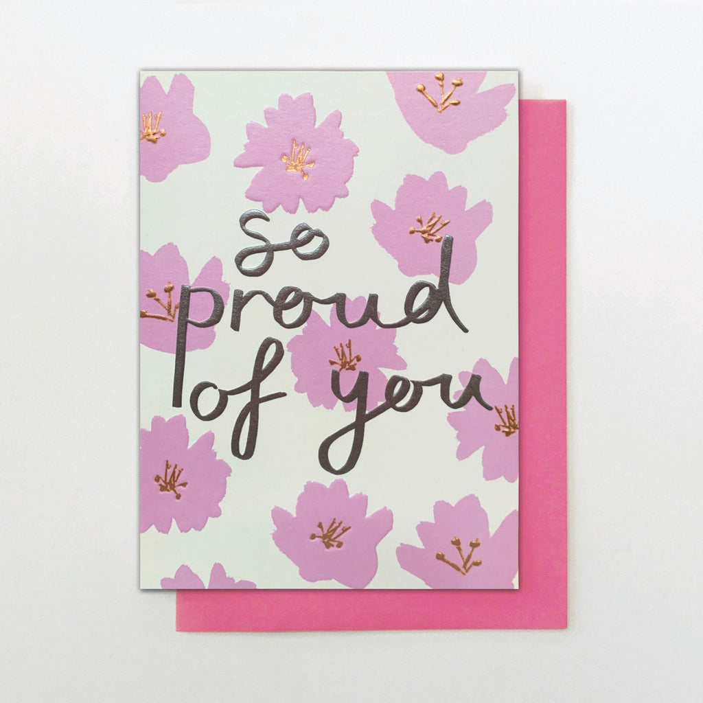 Proud Of You Pink Flowers Greetings Card - FP24 - Uneeka