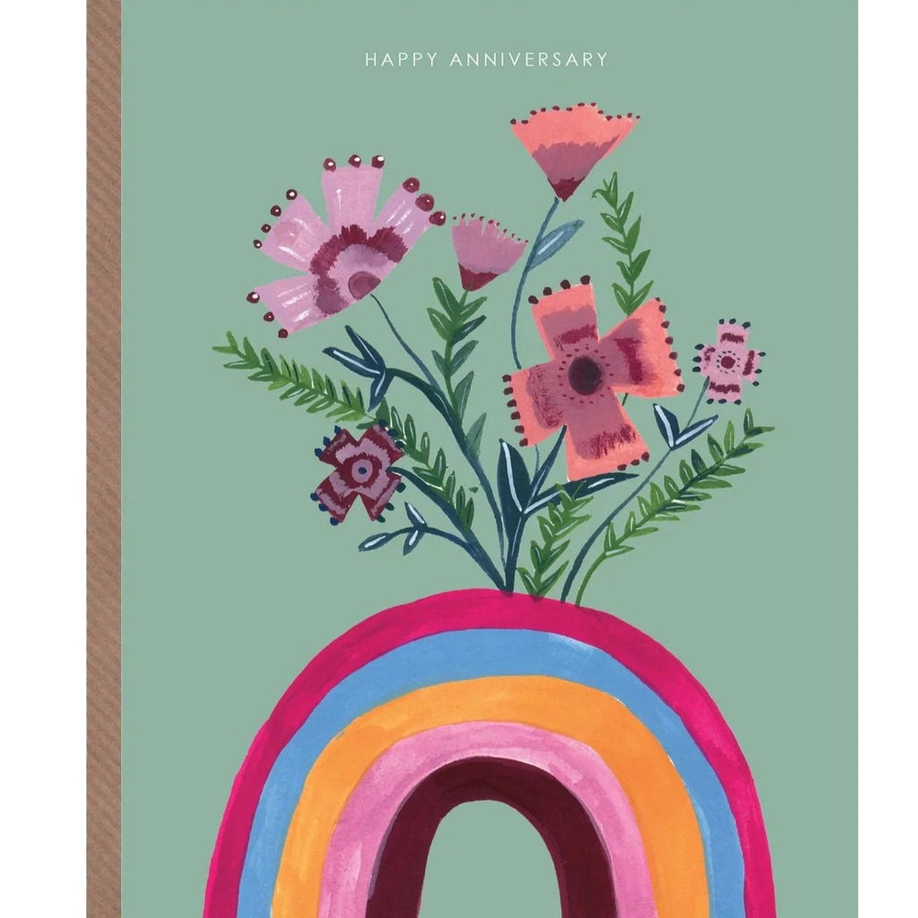 Rainbow and Flowers Anniversary Card - HCWB226 - Uneeka