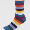 Rainbow Block Striped Bamboo Socks - SPM811 - TEALBLUE - Uneeka