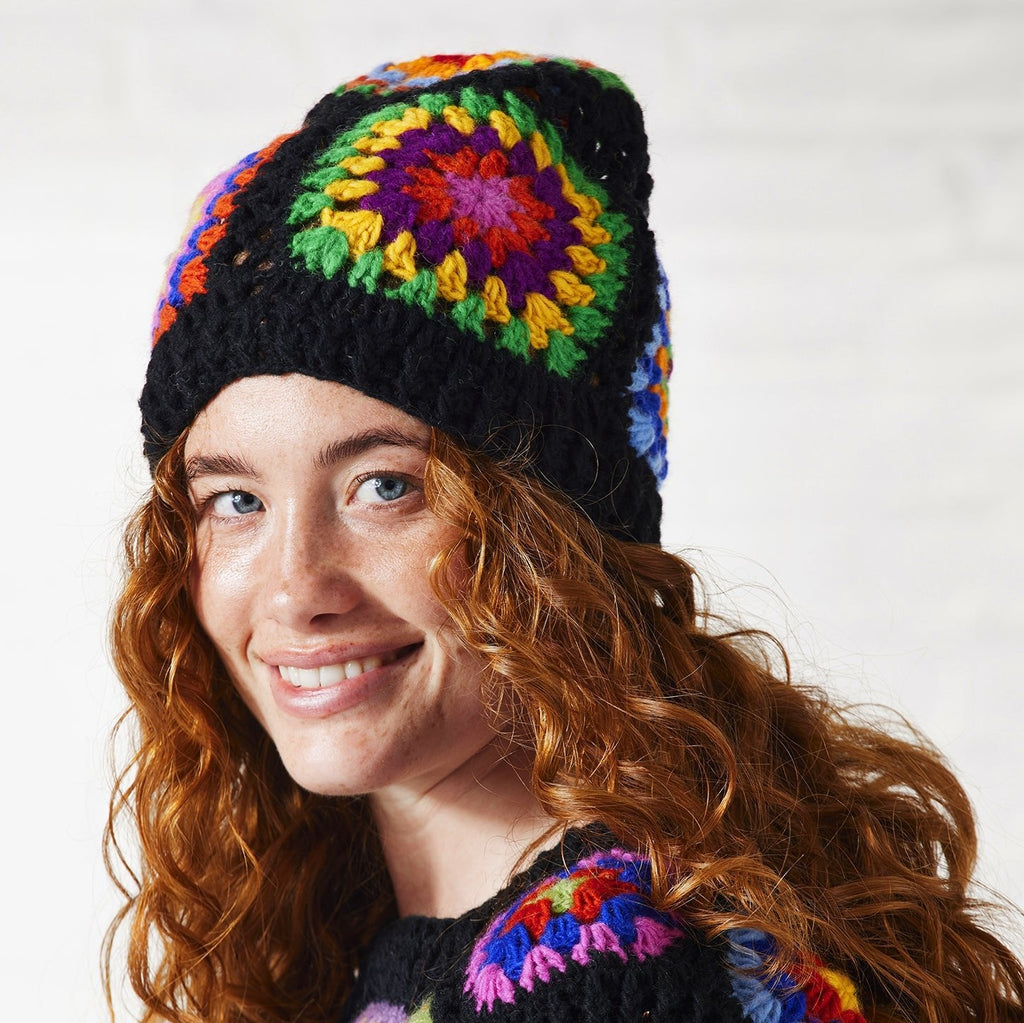 Rainbow Crochet Tile Beanie - H10BK - Uneeka