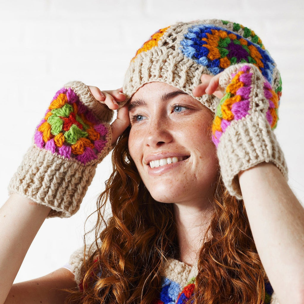 Rainbow Crochet Tile Hand Warmers - HW1C - Uneeka