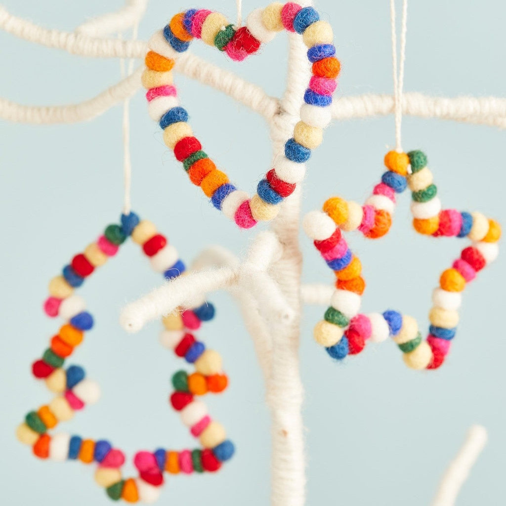 Rainbow Mini Felt Ball Hanging Decoration - XM367 - HEART - Uneeka