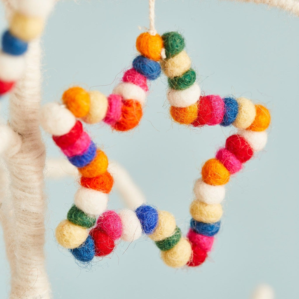 Rainbow Mini Felt Ball Hanging Decoration - XM367 - STAR - Uneeka