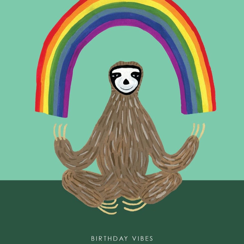 Rainbow Sloth Birthday Vibes Card - HCWB259 - Uneeka