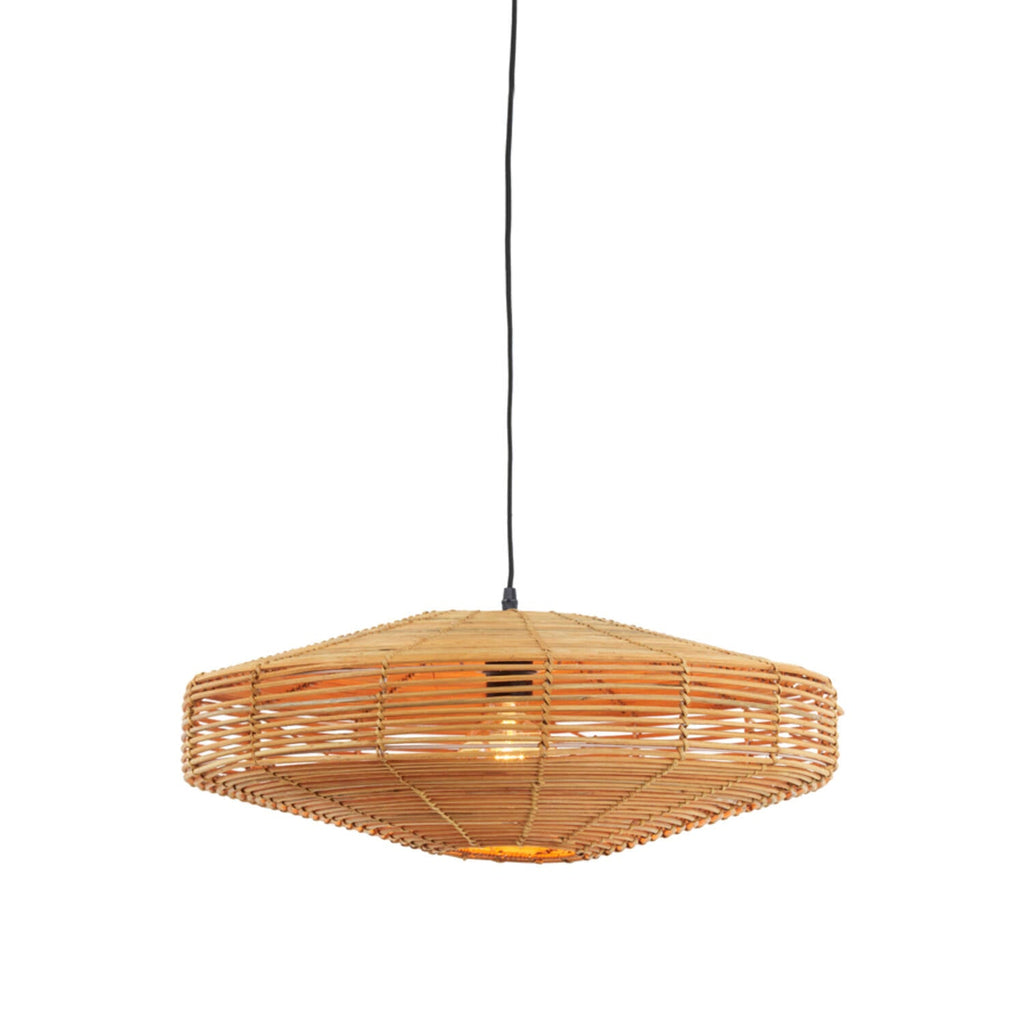 Rattan Flat Round Hanging Light - 2957130 - Uneeka