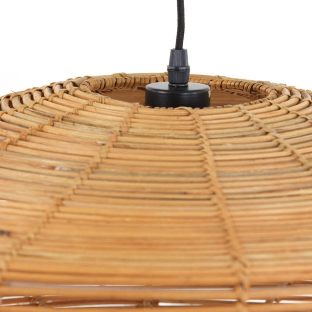 Rattan Flat Round Hanging Light - 2957130 - Uneeka