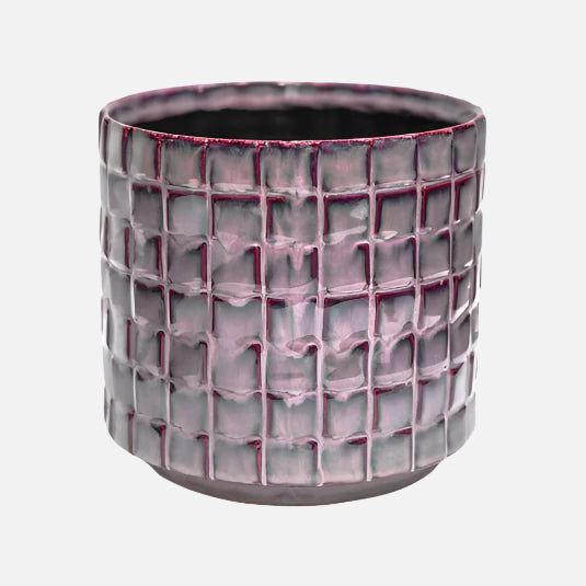 Reactive Glaze Textured Tile Plant Pot - TTBGP16 - Uneeka