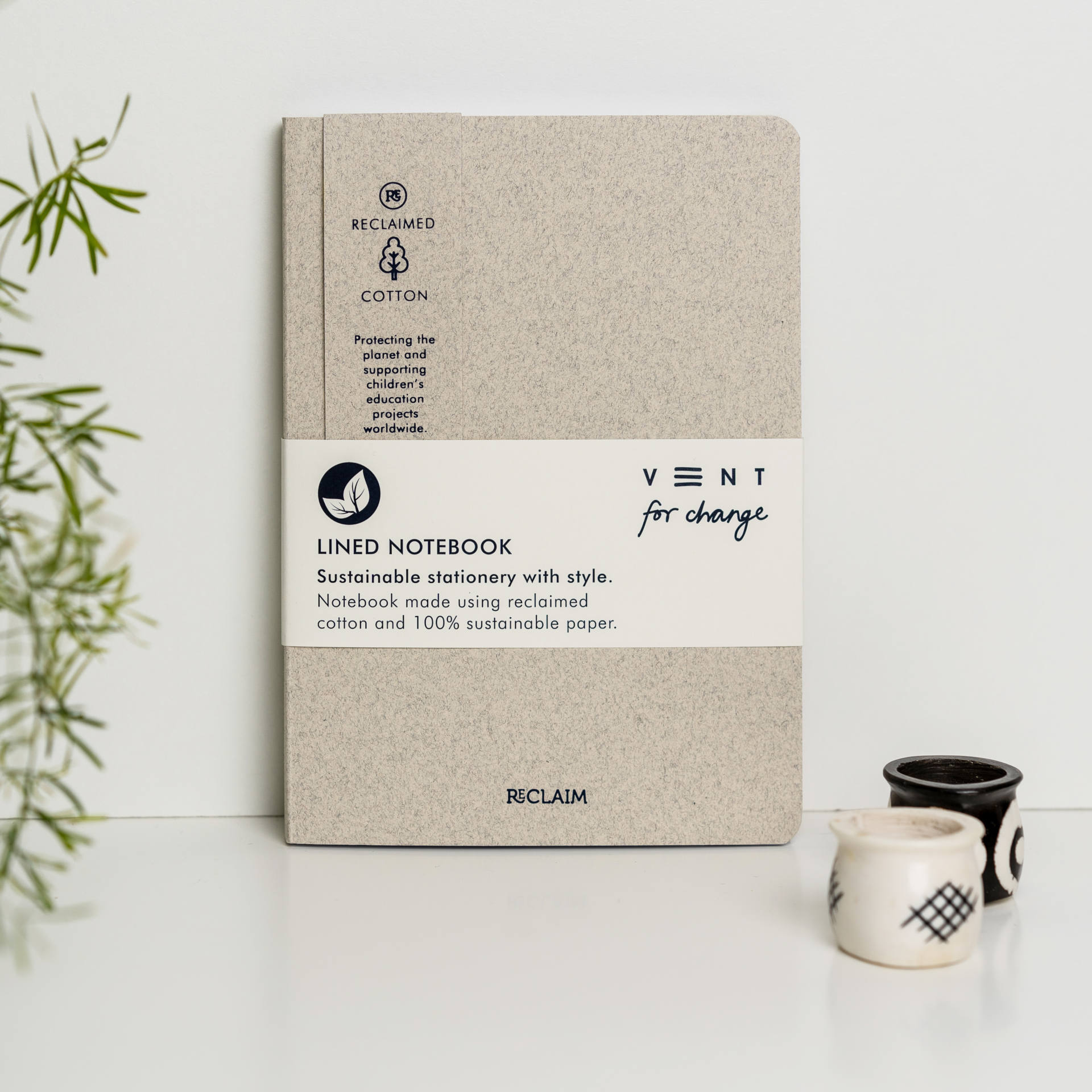 Reclaimed Cotton Pearl A5 Lined Notebook - 001 - Uneeka
