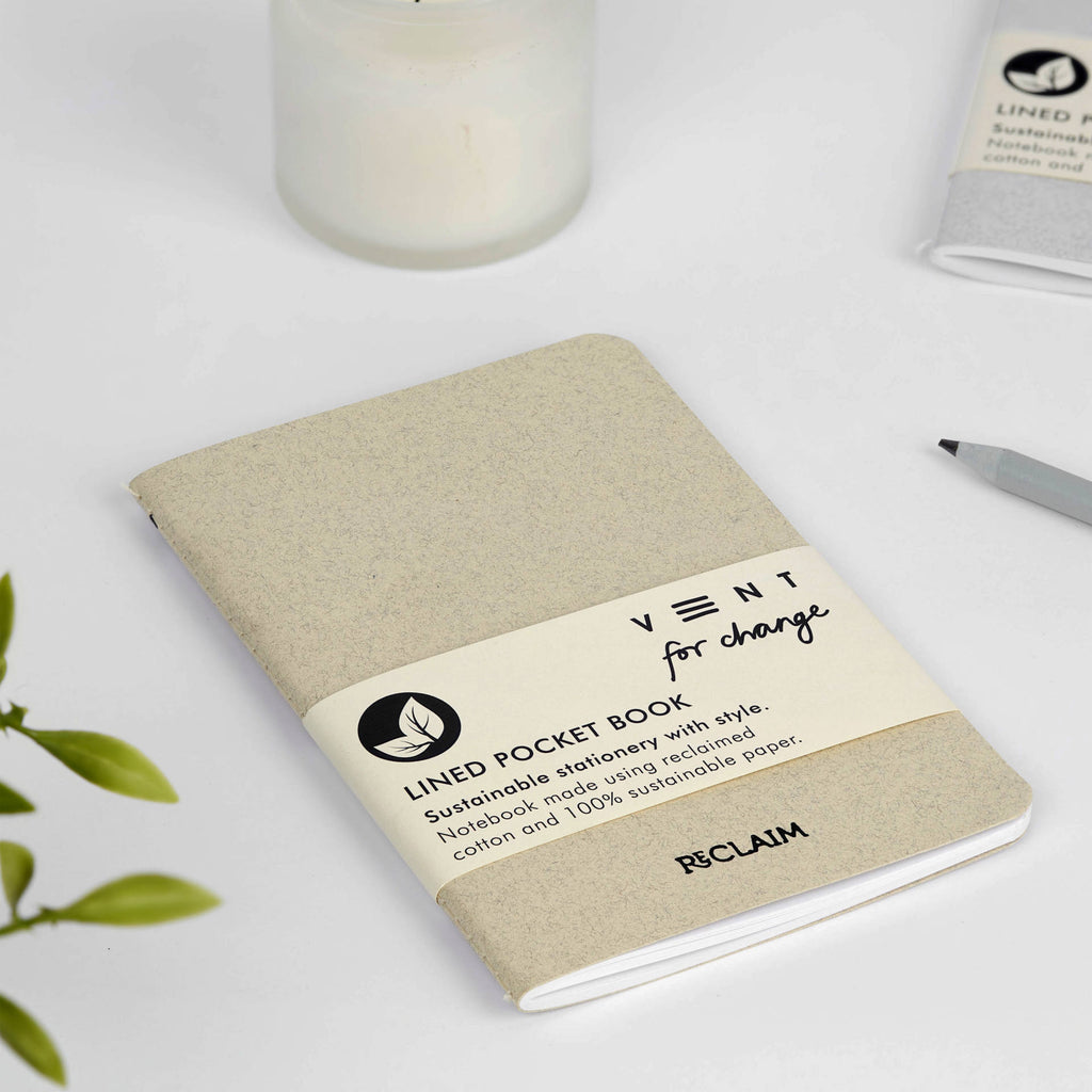 Reclaimed Cotton Pearl A6 Lined Notebook - 184 - Uneeka