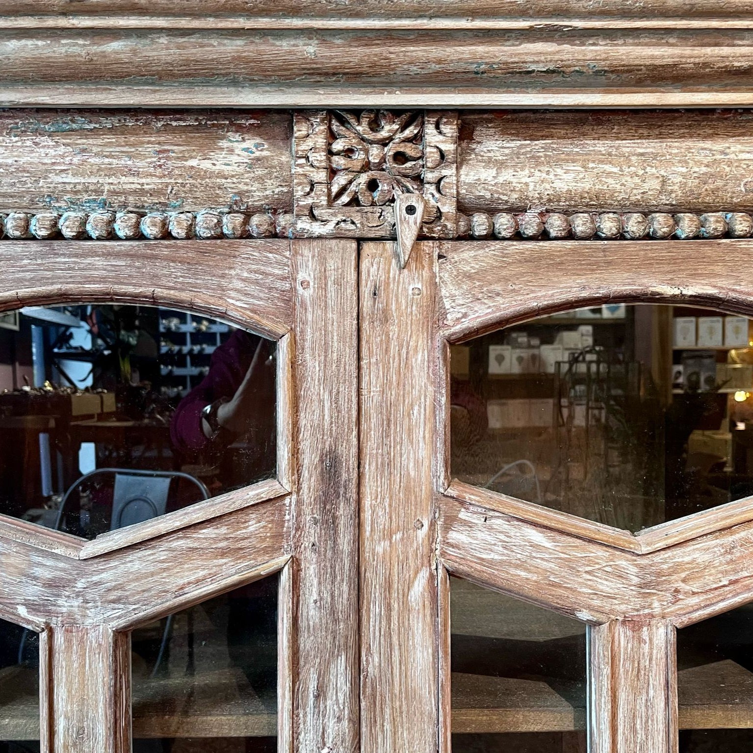 Reclaimed Wood Indian Cabinet With Beaded Edging - Uneeka