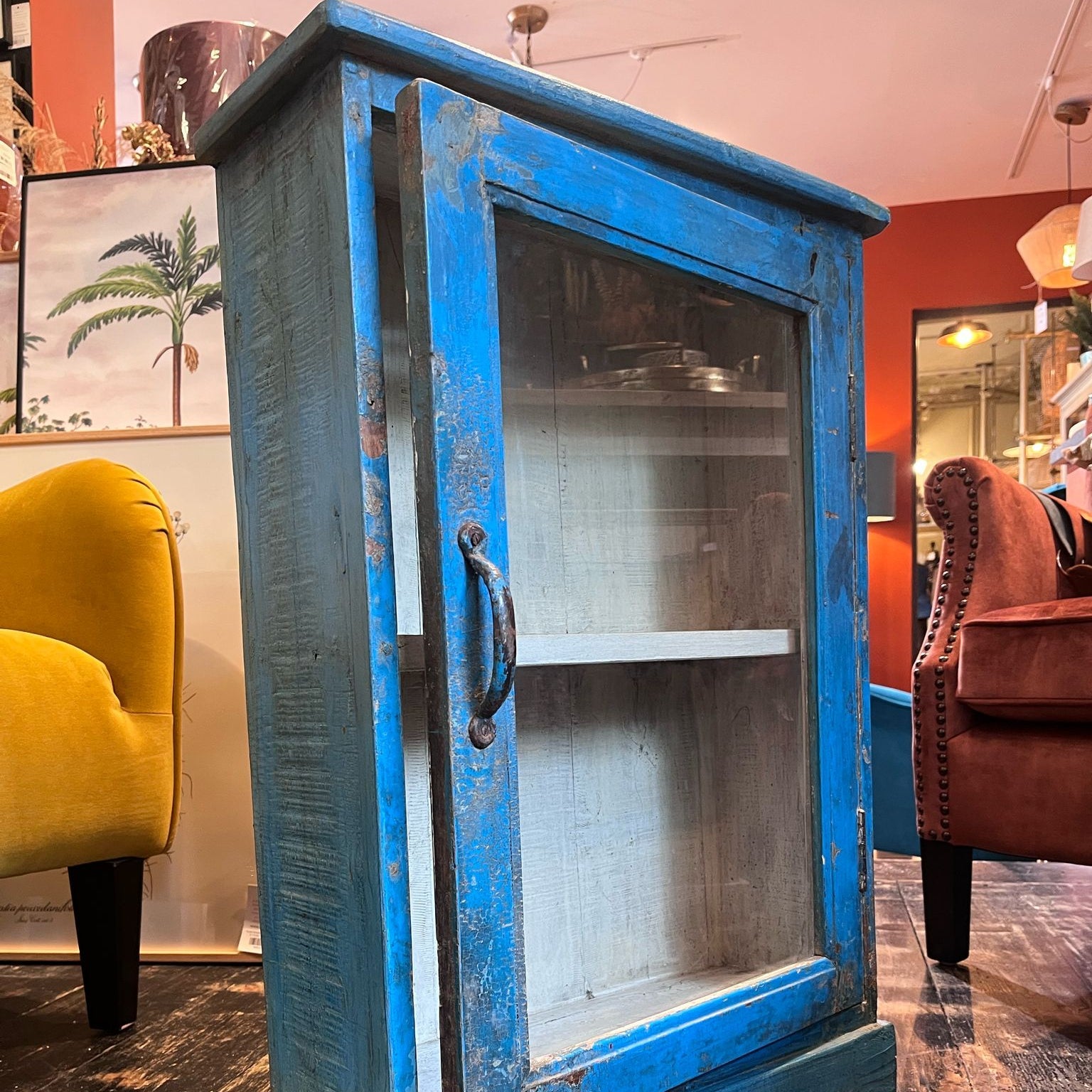 Reclaimed Wood Turquoise Hanging Cabinet - Uneeka