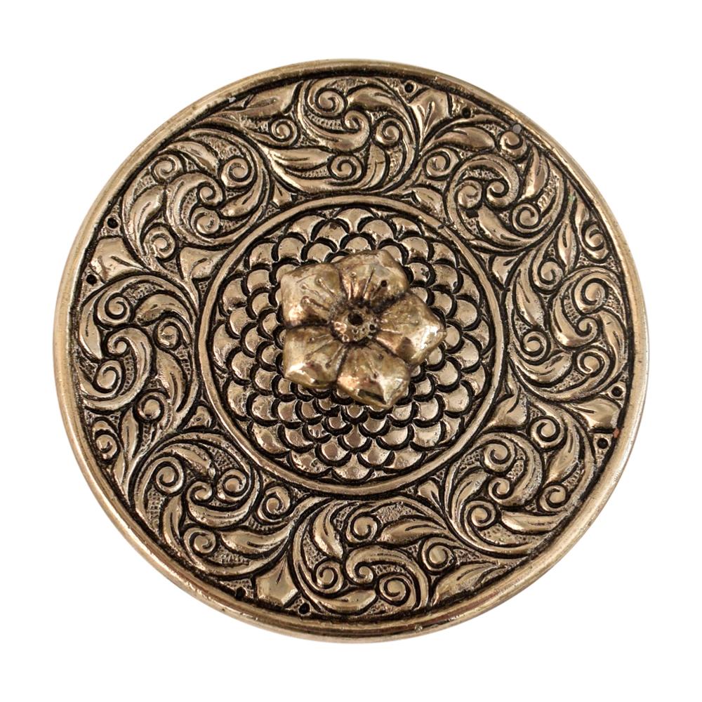 Recycled Aluminium Round Floral Incense Holder - ASP2132 - Uneeka