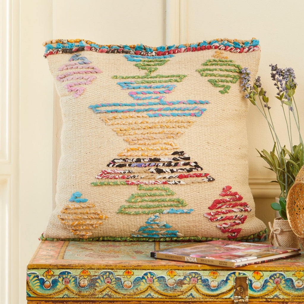 Recycled Cotton & Jute Cushion - CC174 - Uneeka