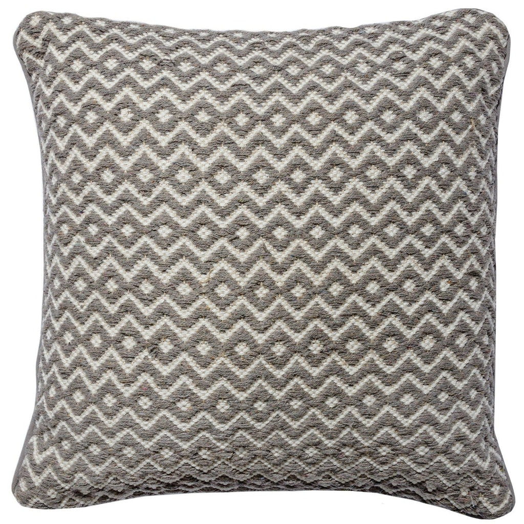 Recycled Cotton & Jute Diamond Pattern Cushion - CC305GY - Uneeka