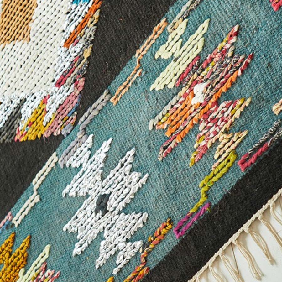 Recycled Cotton, Jute & Silver Lurex Dhurrie Rug - R4435 - Uneeka