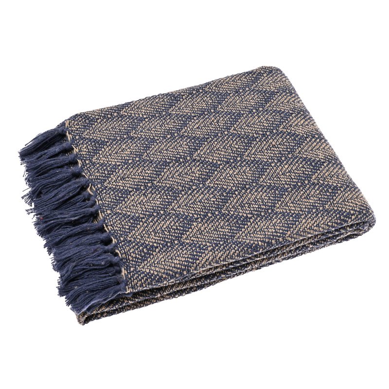 Recycled Cotton Leaf Print Throw - RCTLB - Uneeka